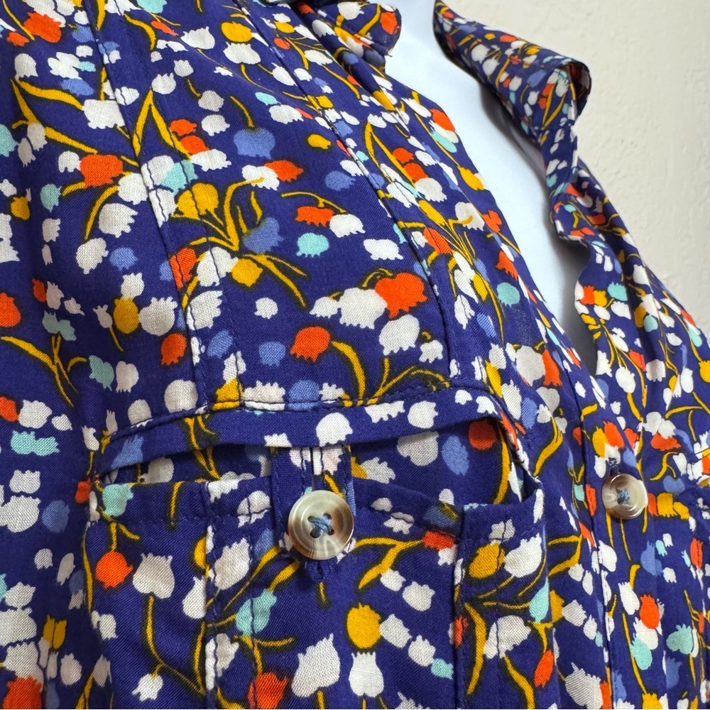 Anthropologie Blue Floral Print Shirt